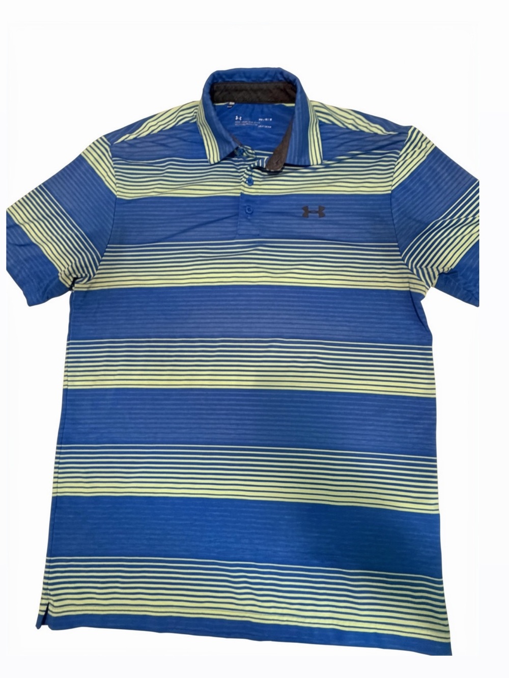 Under Armour Navy and Yellow Striped Men’s Polo